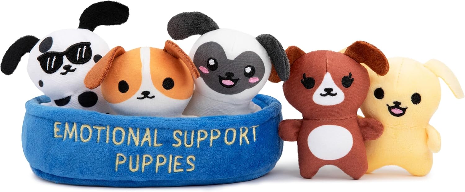 Emotional Support Chicken Nuggets Plush Set with Basket - 5 Adorable Stuffed Toys for Comfort & Fun