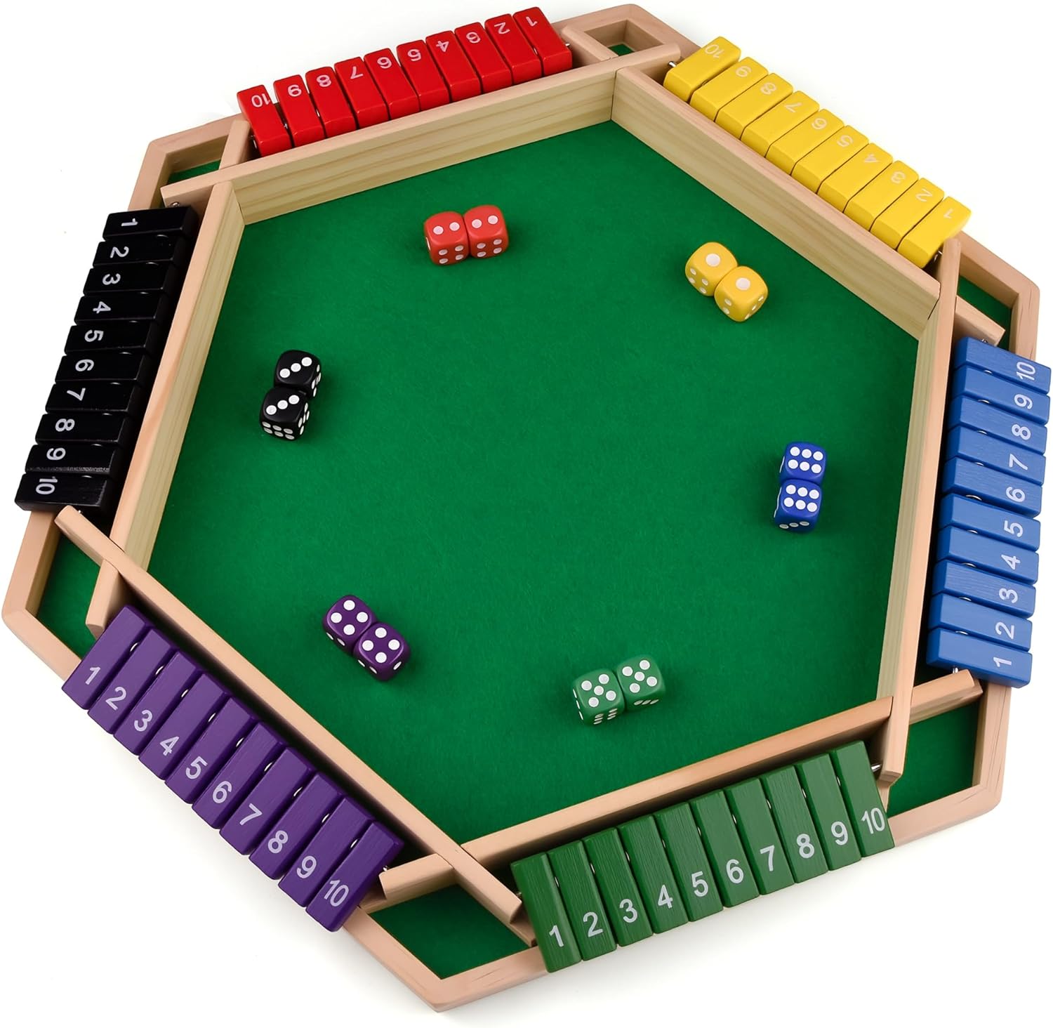 Shut The Box Dice Game for 1-4 Players, Classic Wooden Board Game for Family & Pub Nights
