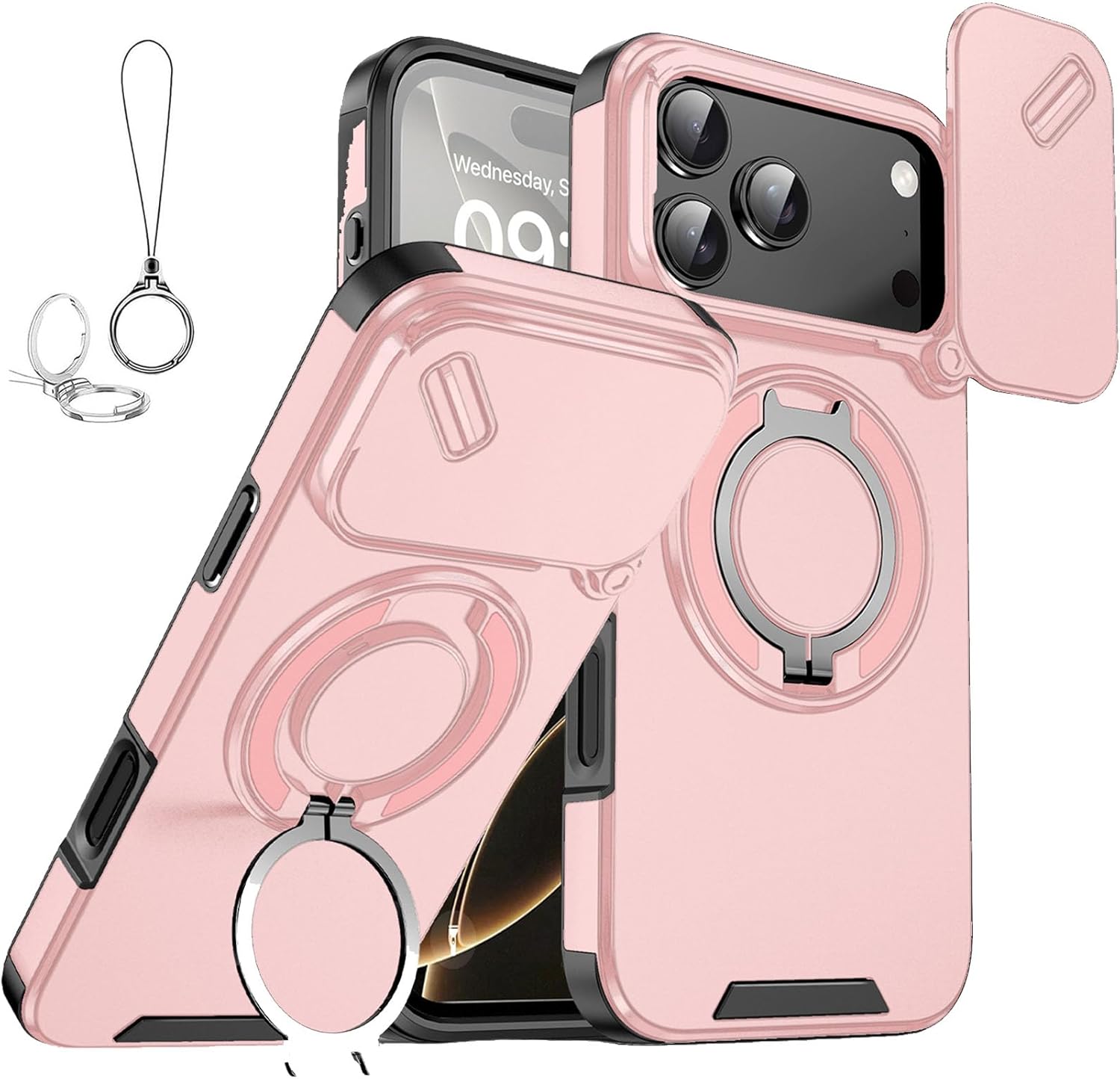 Slide Camera Protection Magnetic Stand Phone Case with Rotatable Kickstand