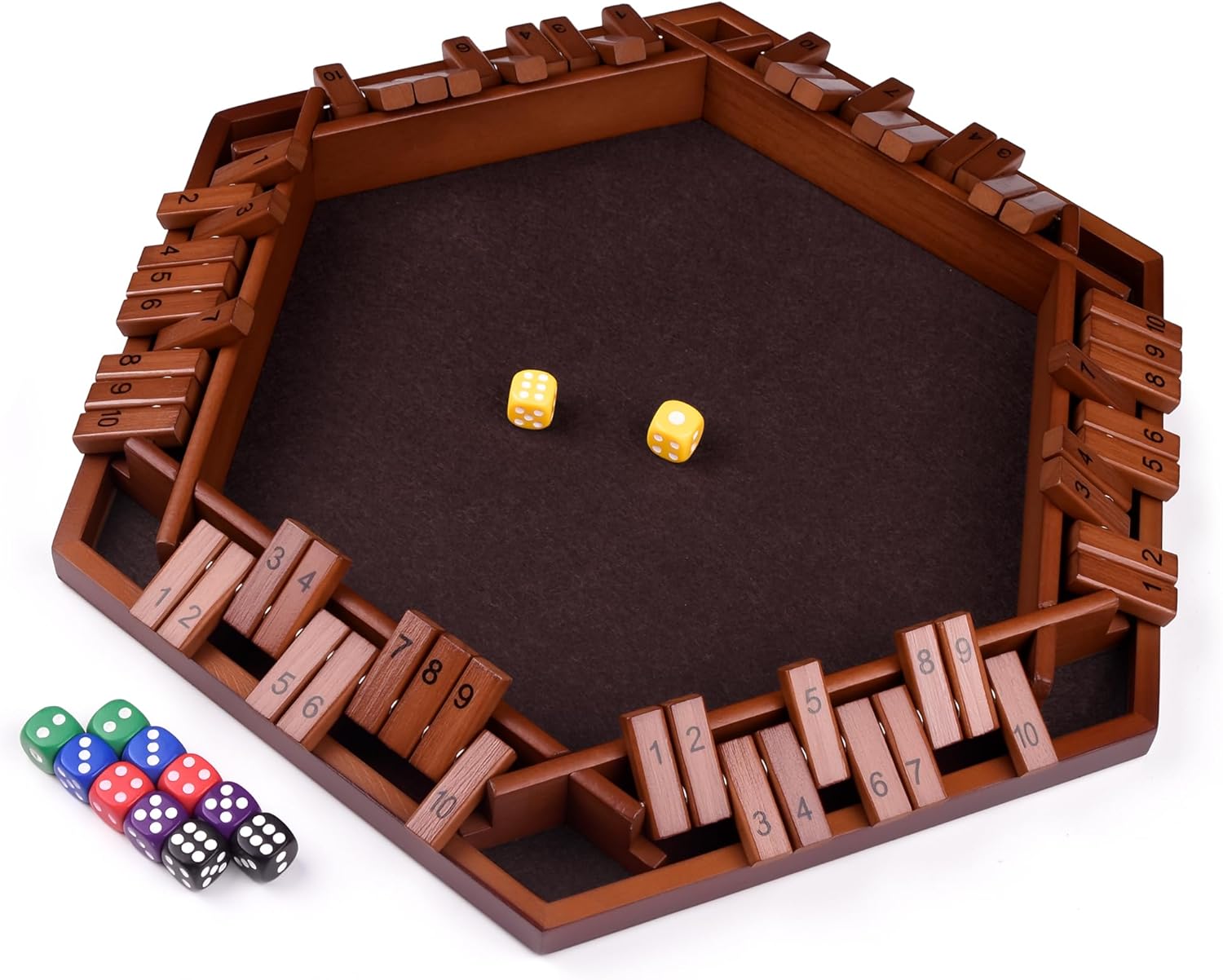 Shut The Box Dice Game for 1-4 Players, Classic Wooden Board Game for Family & Pub Nights