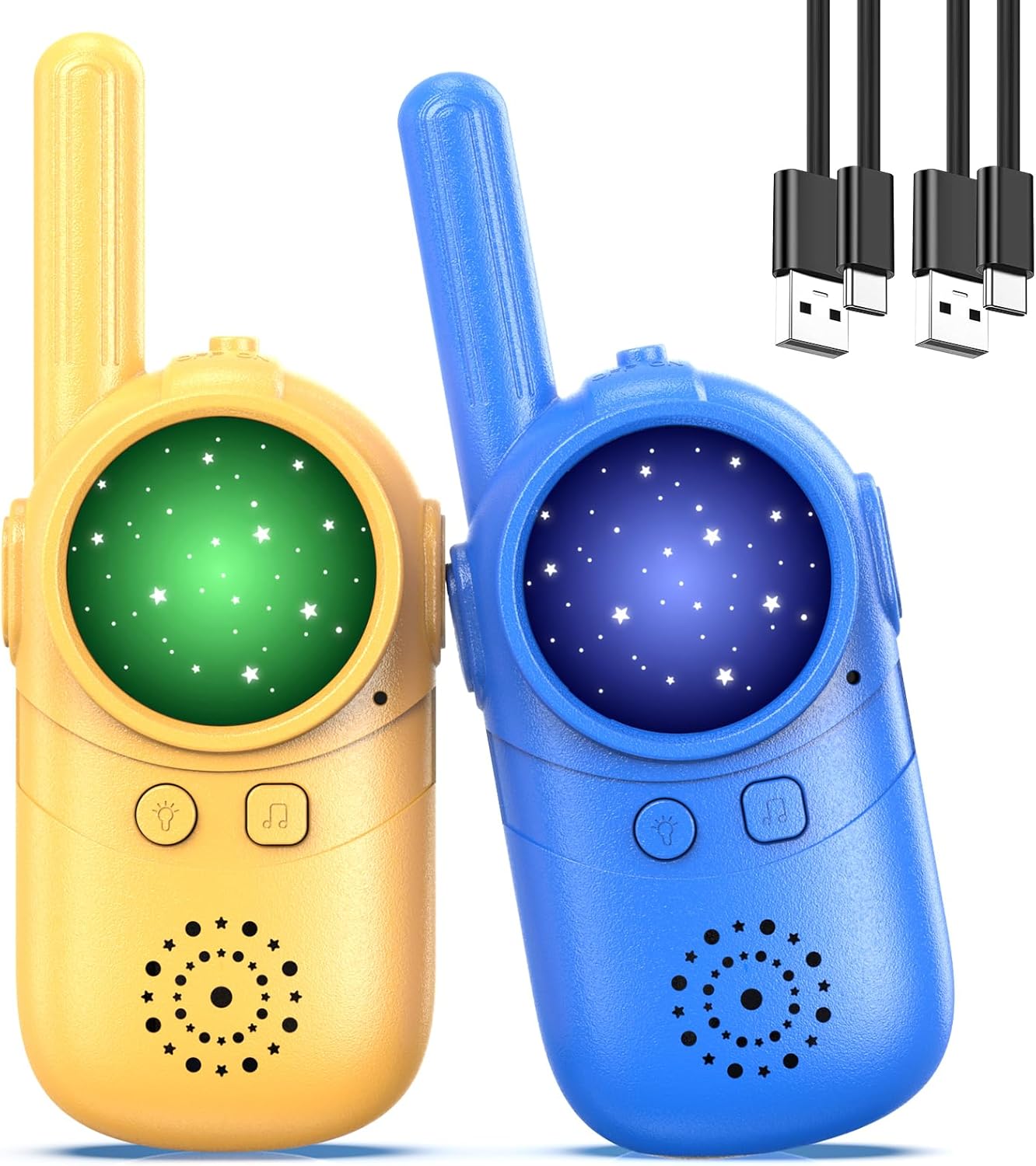 Rechargeable Kids Walkie Talkies 2-Pack, Long Range 2-Way Radios with 22 Channels