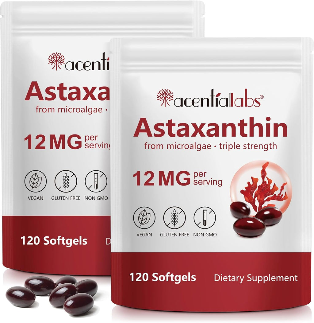 12mg Astaxanthin Softgels - Natural Antioxidant for Eye, Joint & Skin Health | 4 Month Supply