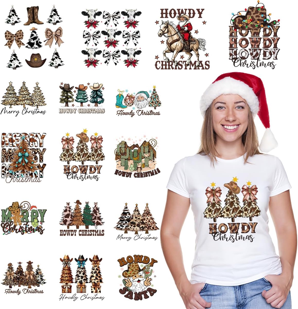 24Pcs Retro Christmas DTF Transfers with Gingerbread Dinosaurs for DIY Holiday Crafts