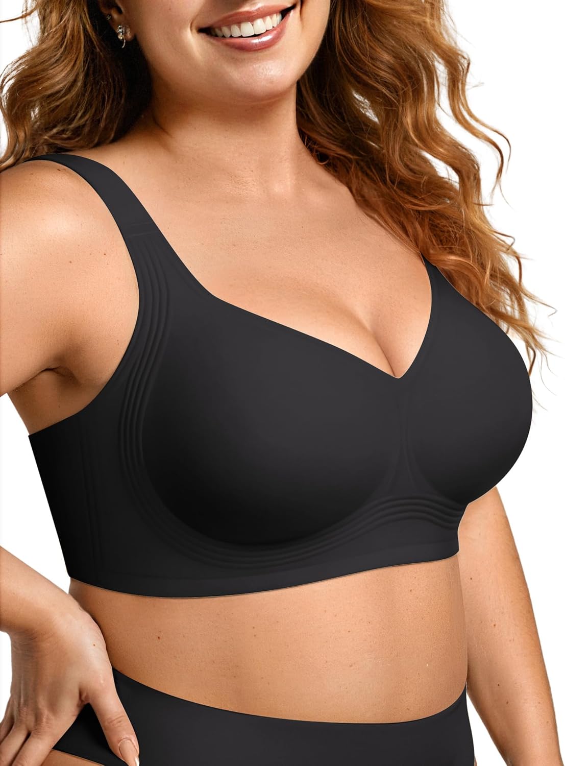 Plus Size Wireless Jelly Bra - Full Coverage Seamless T-Shirt Bra with Push Up Support
