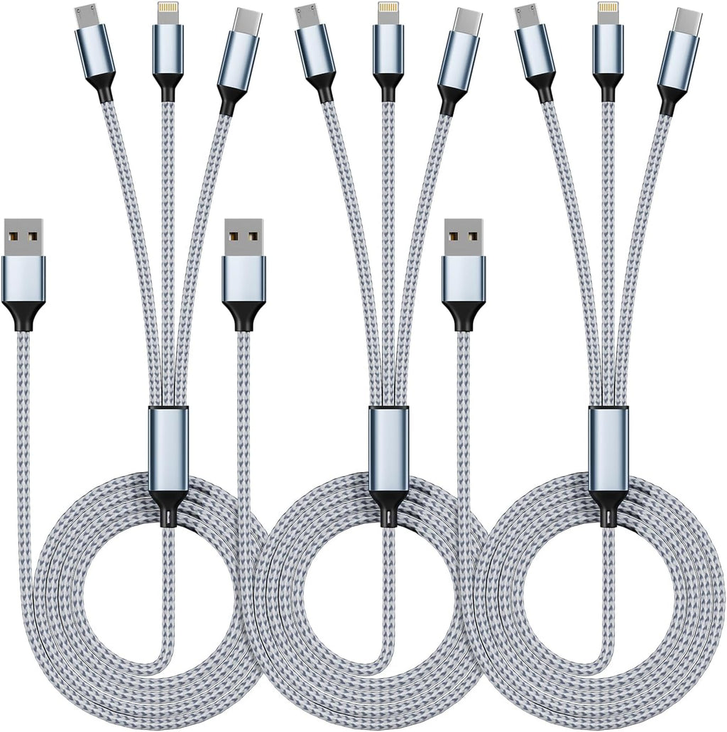 65W 4-in-1 Fast Charging Cable with E-Mark Chip, Multi-Port USB C Cable for Phones & Tablets
