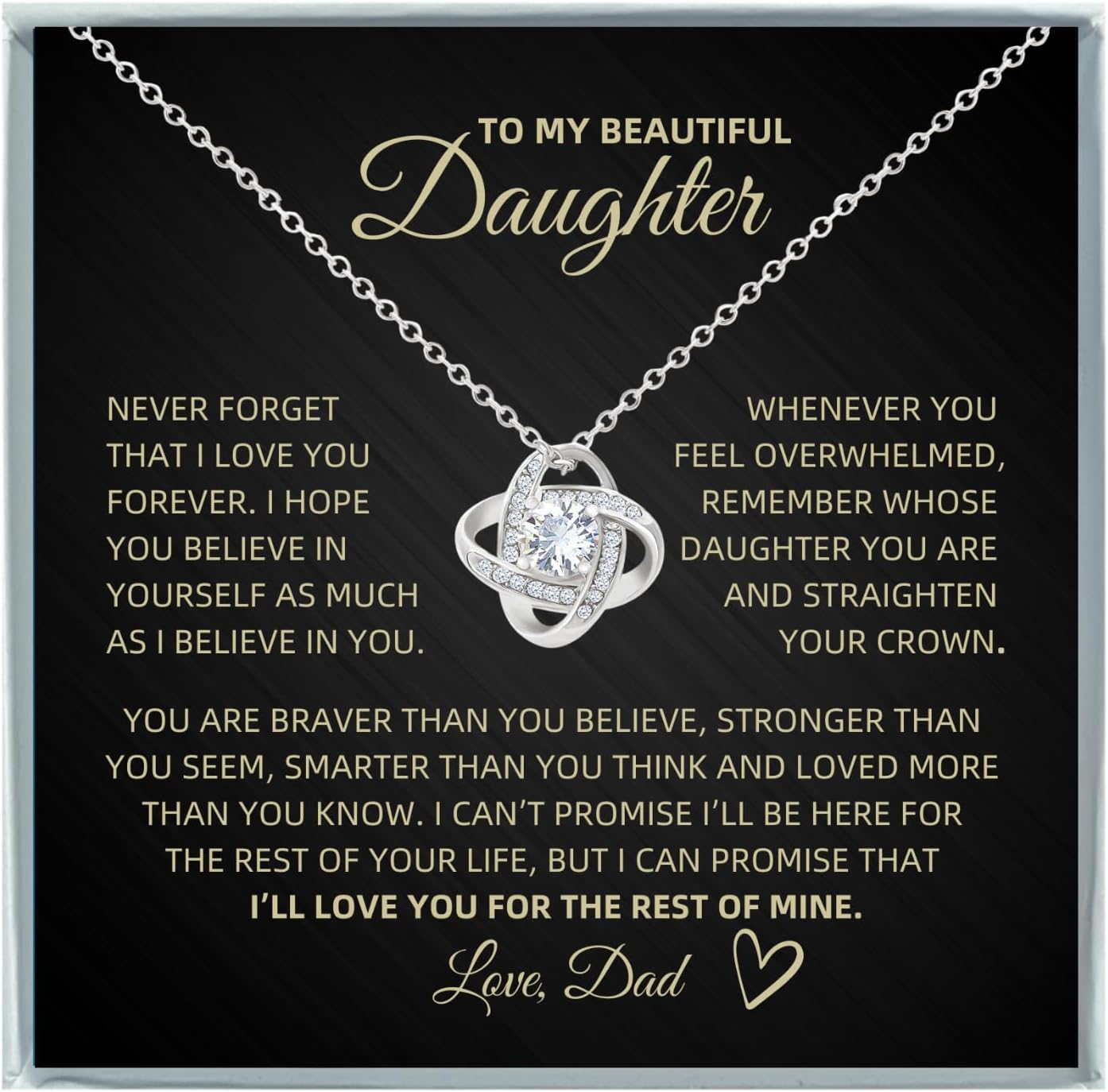 14K Gold Daughter Necklace with Heartfelt Message, Perfect Gift from Parents for Birthday or Graduation