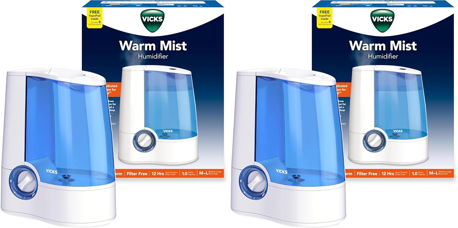 Warm Mist Humidifier for Bedrooms & Large Rooms - 24-Hour Relief for Cough & Congestion