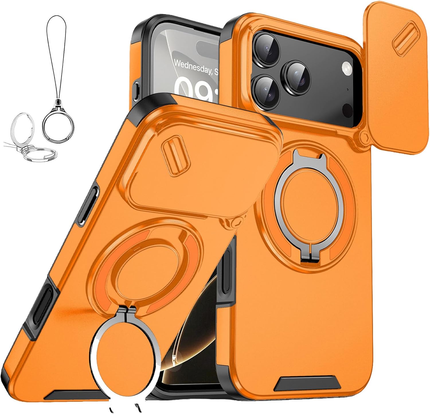 Slide Camera Protection Magnetic Stand Phone Case with Rotatable Kickstand