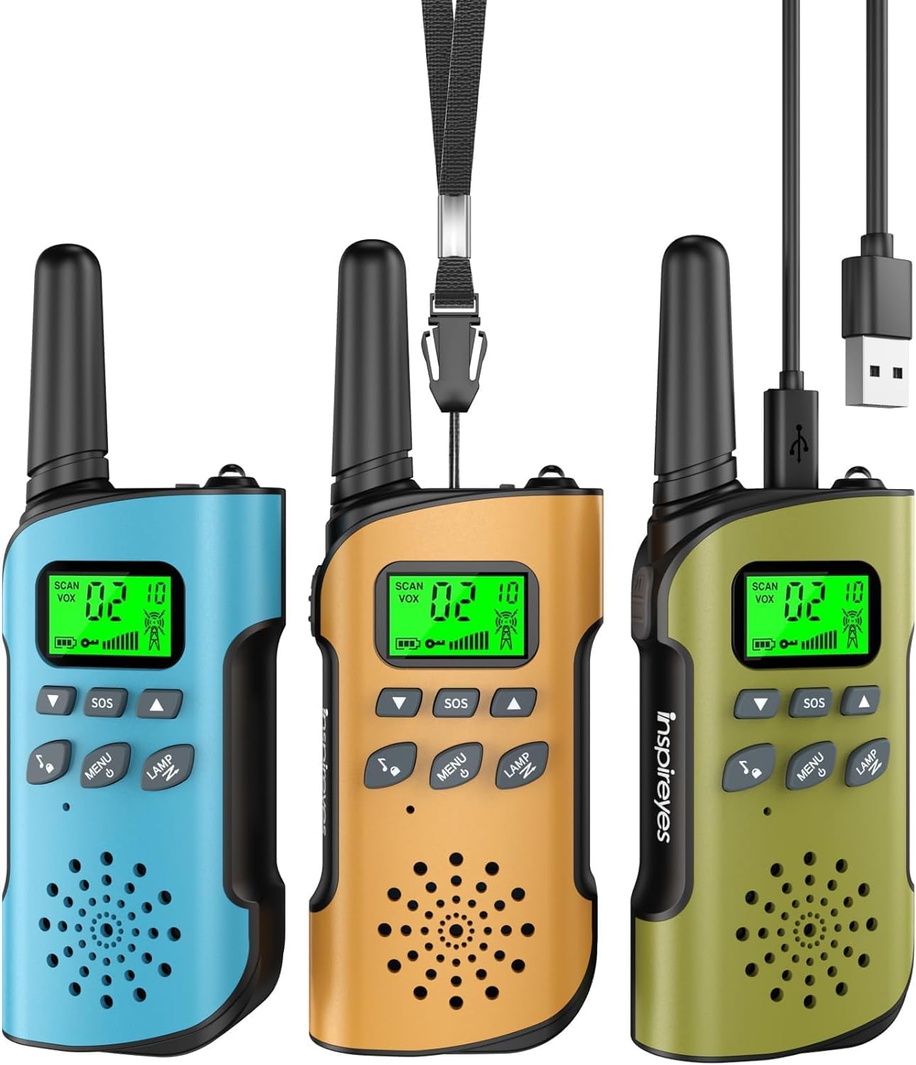 Rechargeable Kids Walkie Talkies 2-Pack, Long Range 2-Way Radios with 22 Channels