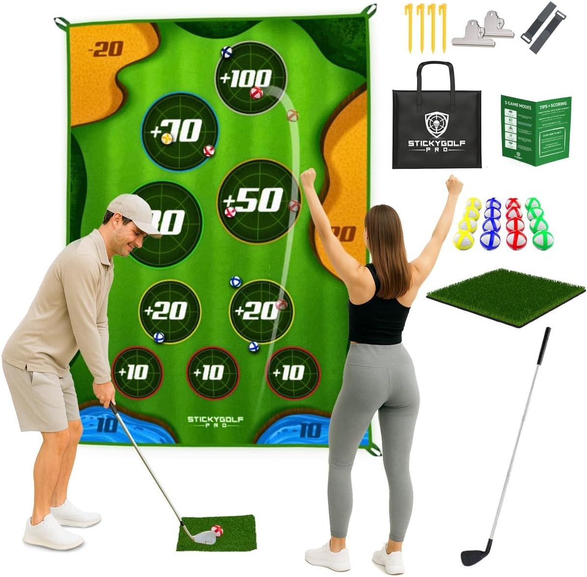 Sticky Ball Golf Chipping Set for Indoor & Outdoor Family Fun - Complete Portable Game