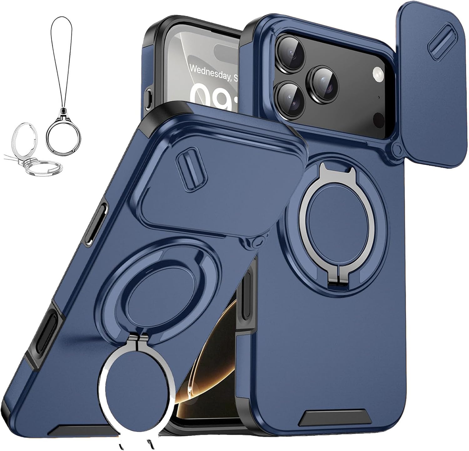Slide Camera Protection Magnetic Stand Phone Case with Rotatable Kickstand
