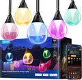96ft Outdoor RGBWIC String Lights with 30 Dimmable LED Bulbs, 111 Scene Modes, IP67 Waterproof