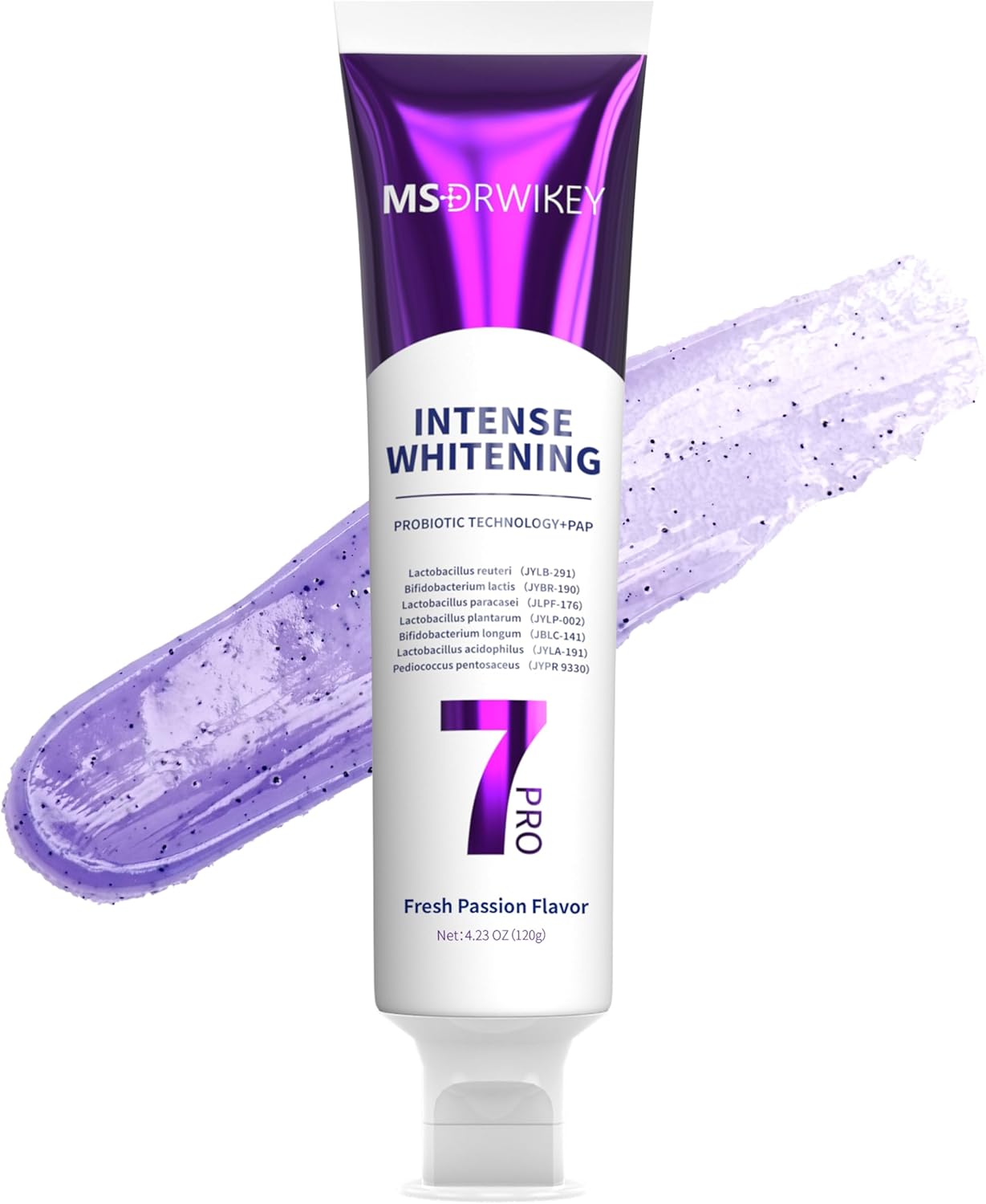 7 Probiotics Deep Whitening Toothpaste with Purple Beads - Fluoride-Free, Enamel-Safe, Fresh Mint, 4.23 oz (3-Pack)