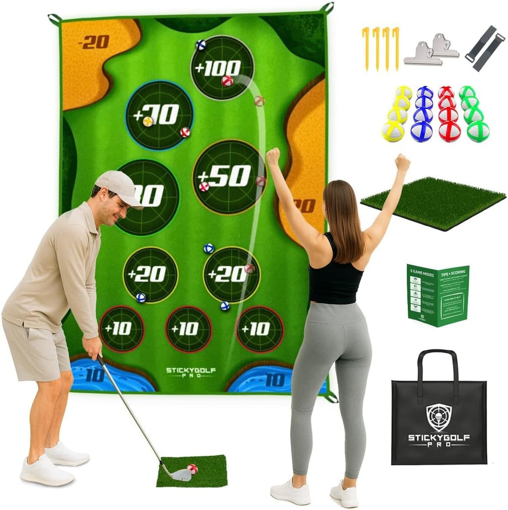 Sticky Ball Golf Chipping Set for Indoor & Outdoor Family Fun - Complete Portable Game