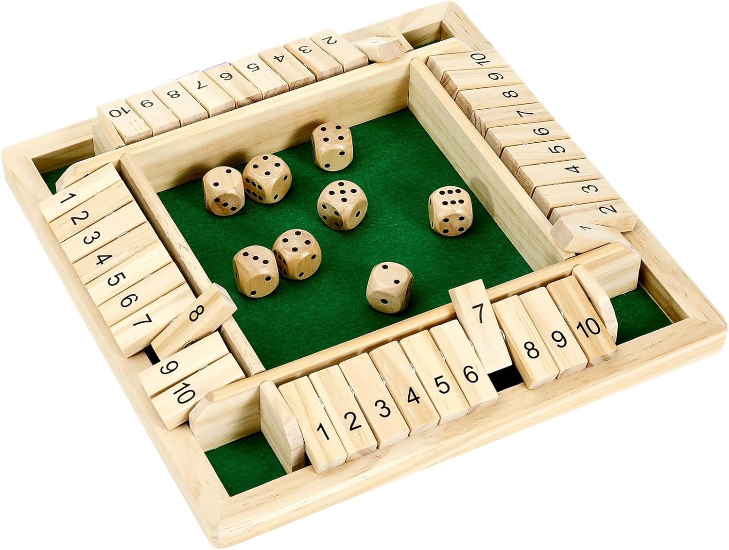 Shut The Box Dice Game for 1-4 Players, Classic Wooden Board Game for Family & Pub Nights