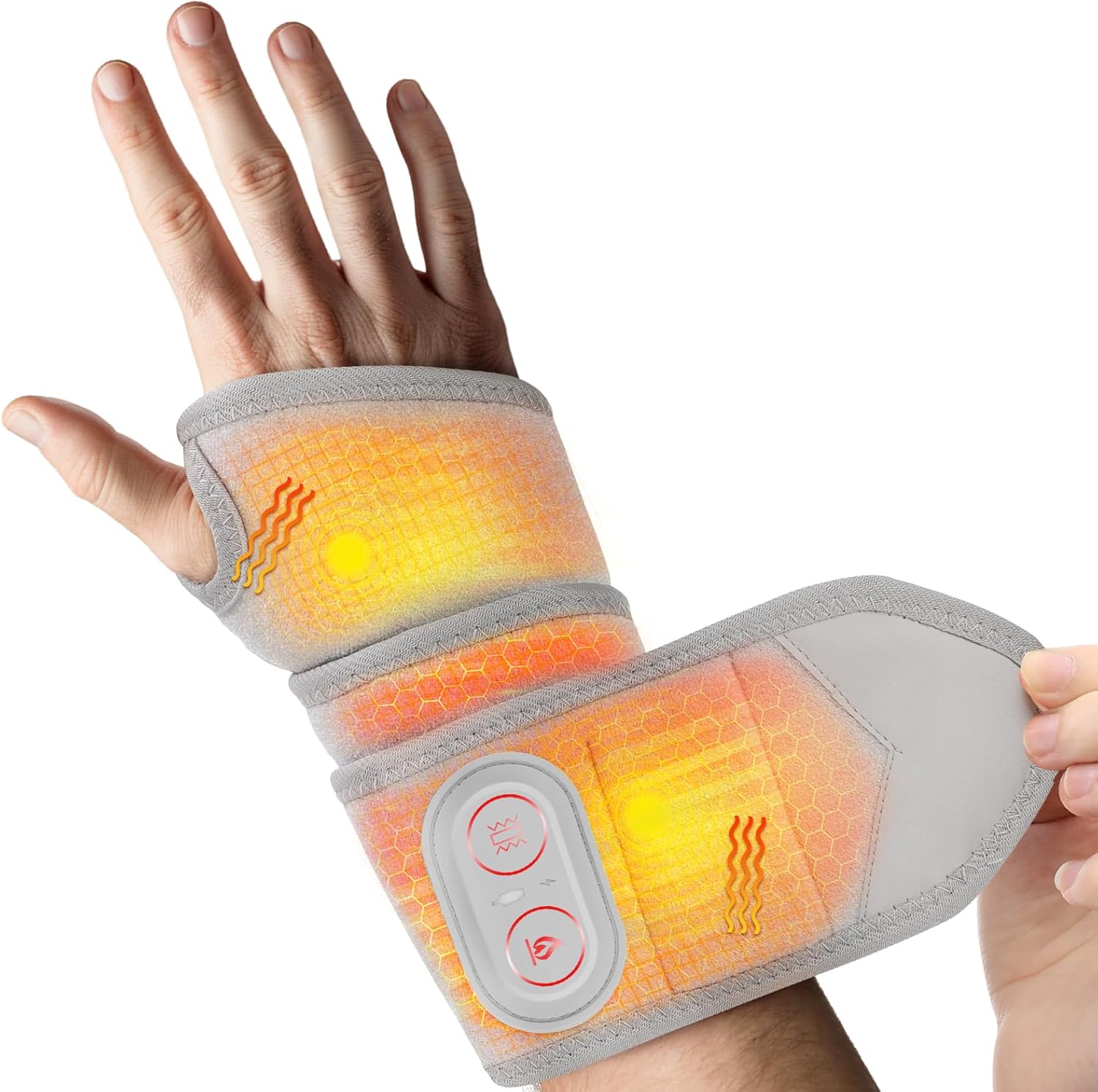 Rechargeable Heated Wrist Massager with Red Light Therapy for Pain Relief