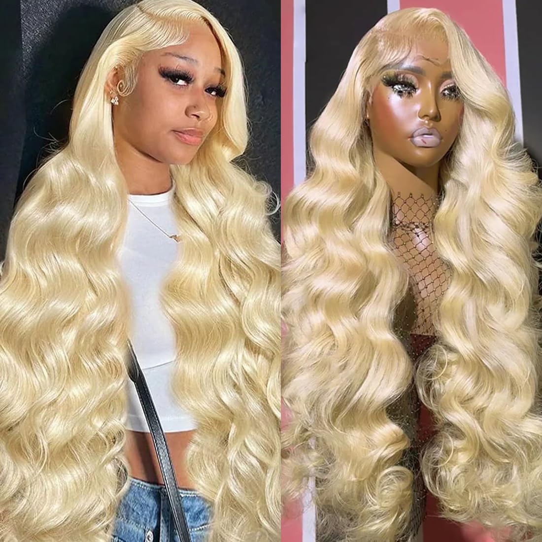 613 Blonde 28-Inch Body Wave Human Hair Wig with 13x6 HD Transparent Lace Front