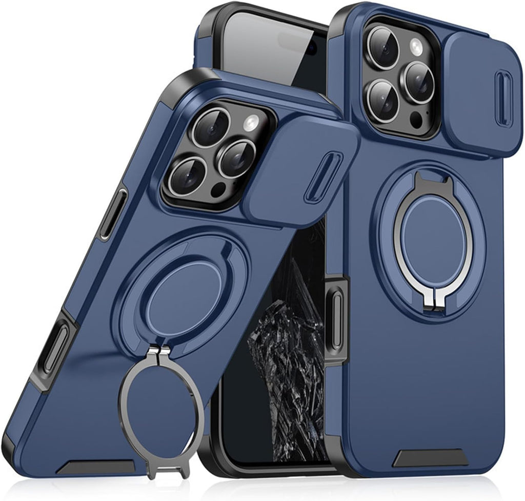 Military-Grade Protective Case with Sliding Camera Cover & Rotatable Kickstand
