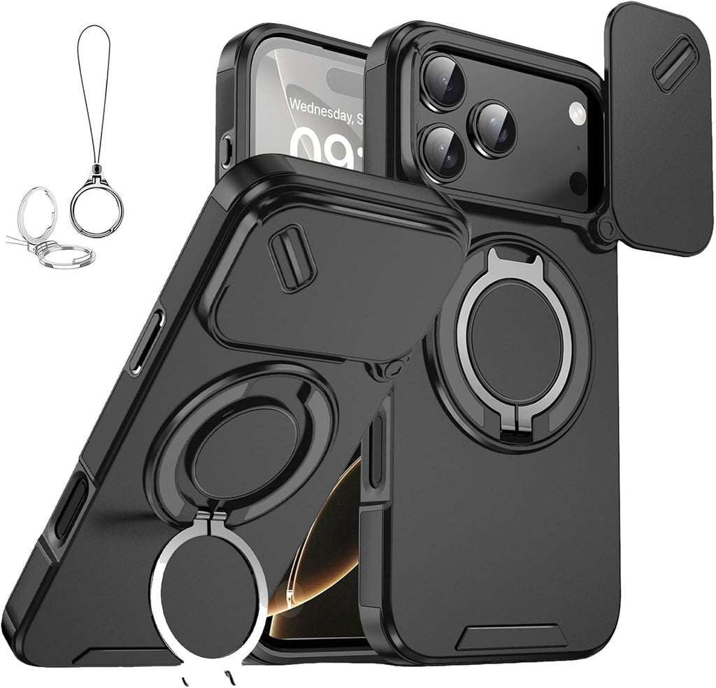 Slide Camera Protection Magnetic Stand Phone Case with Rotatable Kickstand