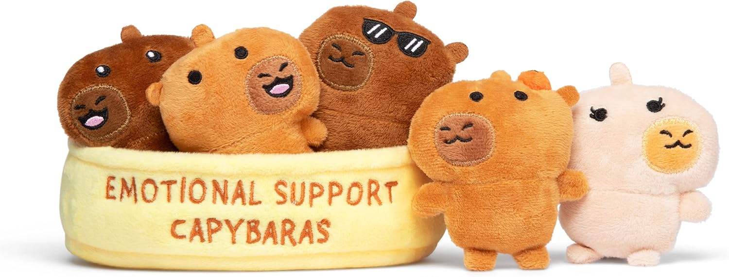 Emotional Support Chicken Nuggets Plush Set with Basket - 5 Adorable Stuffed Toys for Comfort & Fun