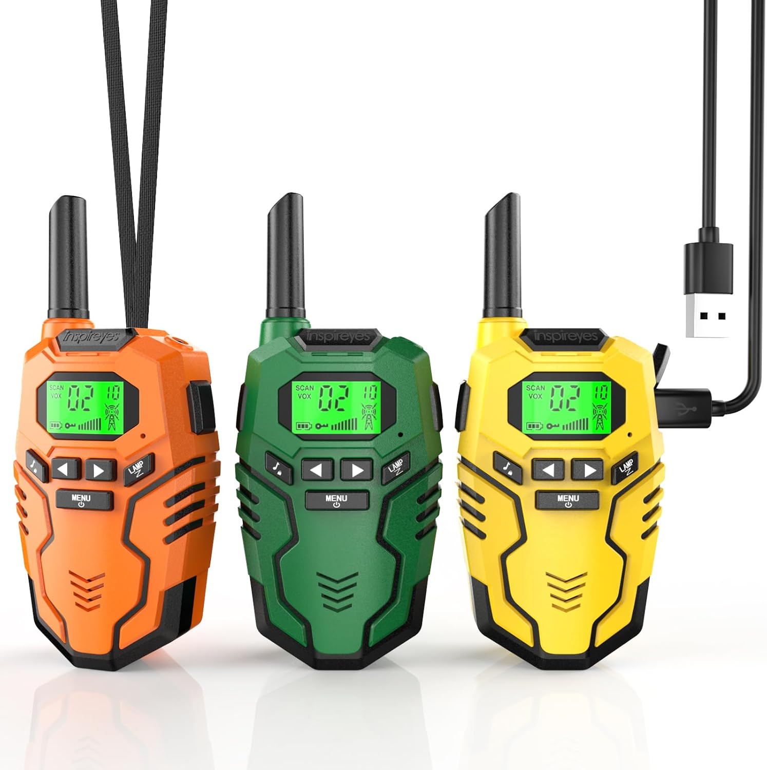 Rechargeable Kids Walkie Talkies 2-Pack, Long Range 2-Way Radios with 22 Channels