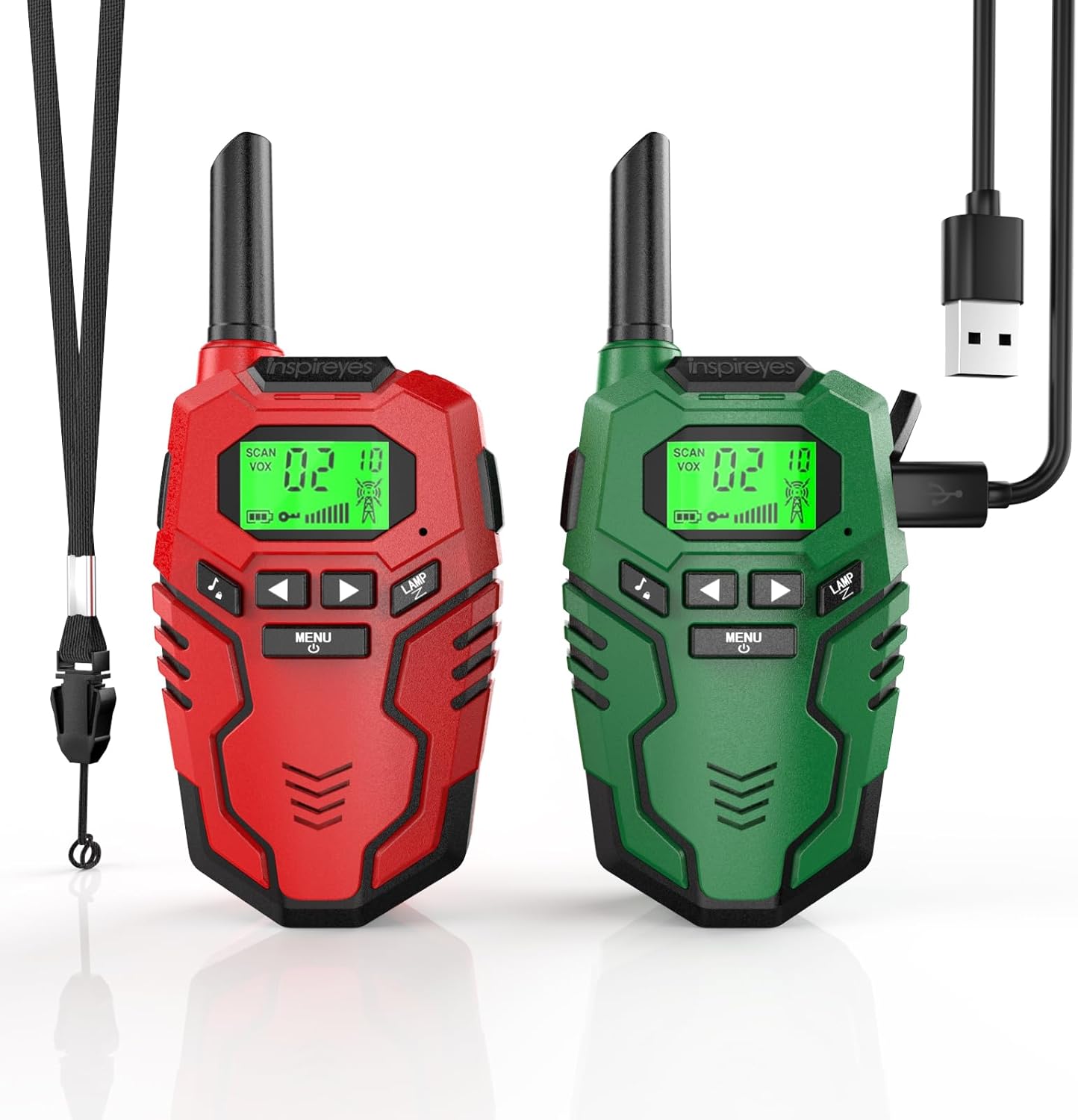 Rechargeable Kids Walkie Talkies 2-Pack, Long Range 2-Way Radios with 22 Channels