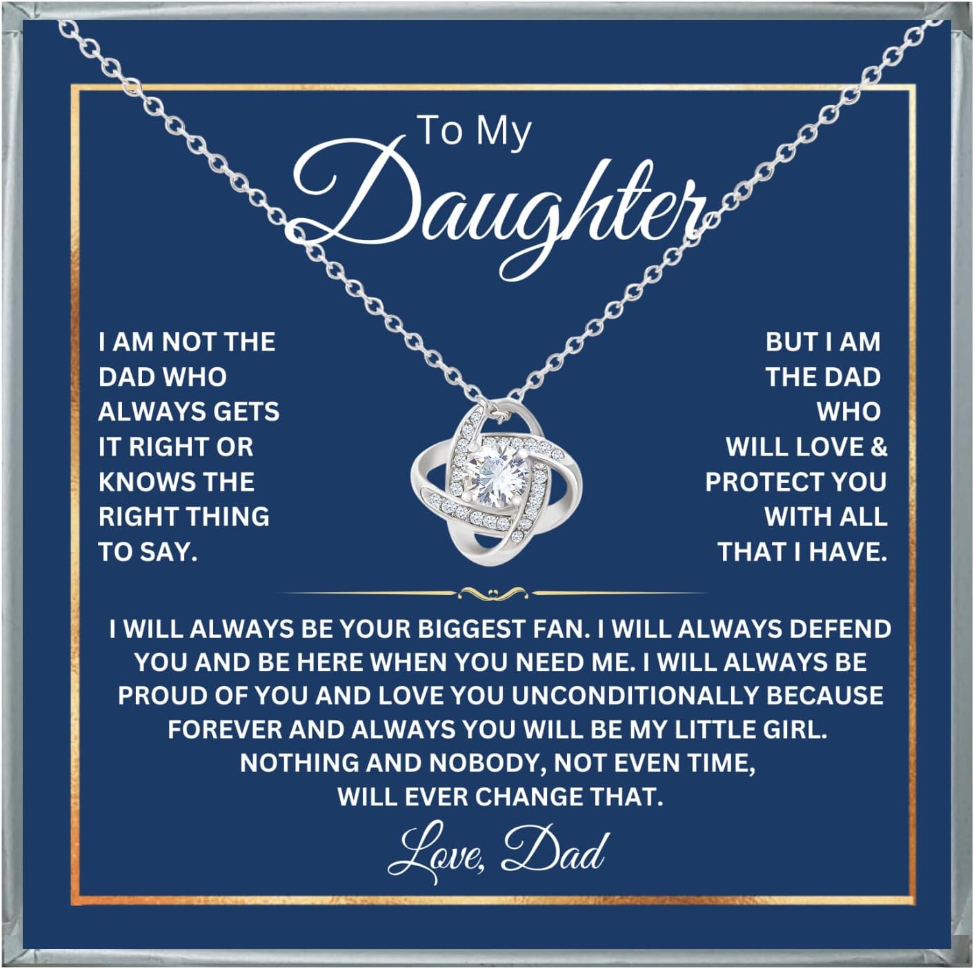14K Gold Daughter Necklace with Heartfelt Message, Perfect Gift from Parents for Birthday or Graduation