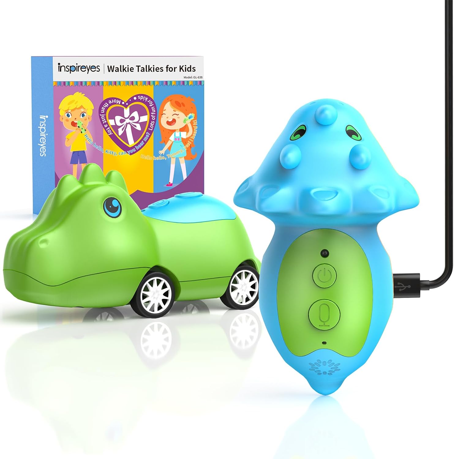 Rechargeable Kids Walkie Talkies 2-Pack, Long Range 2-Way Radios with 22 Channels
