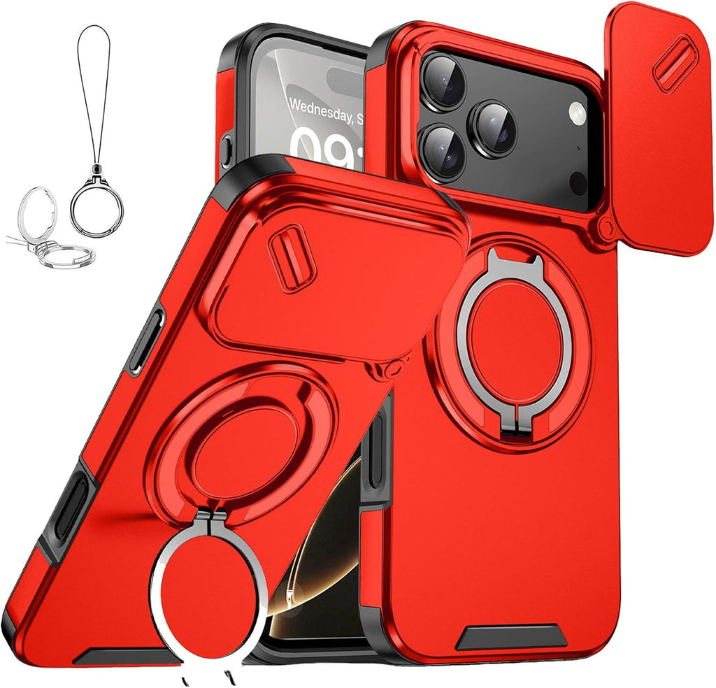Slide Camera Protection Magnetic Stand Phone Case with Rotatable Kickstand
