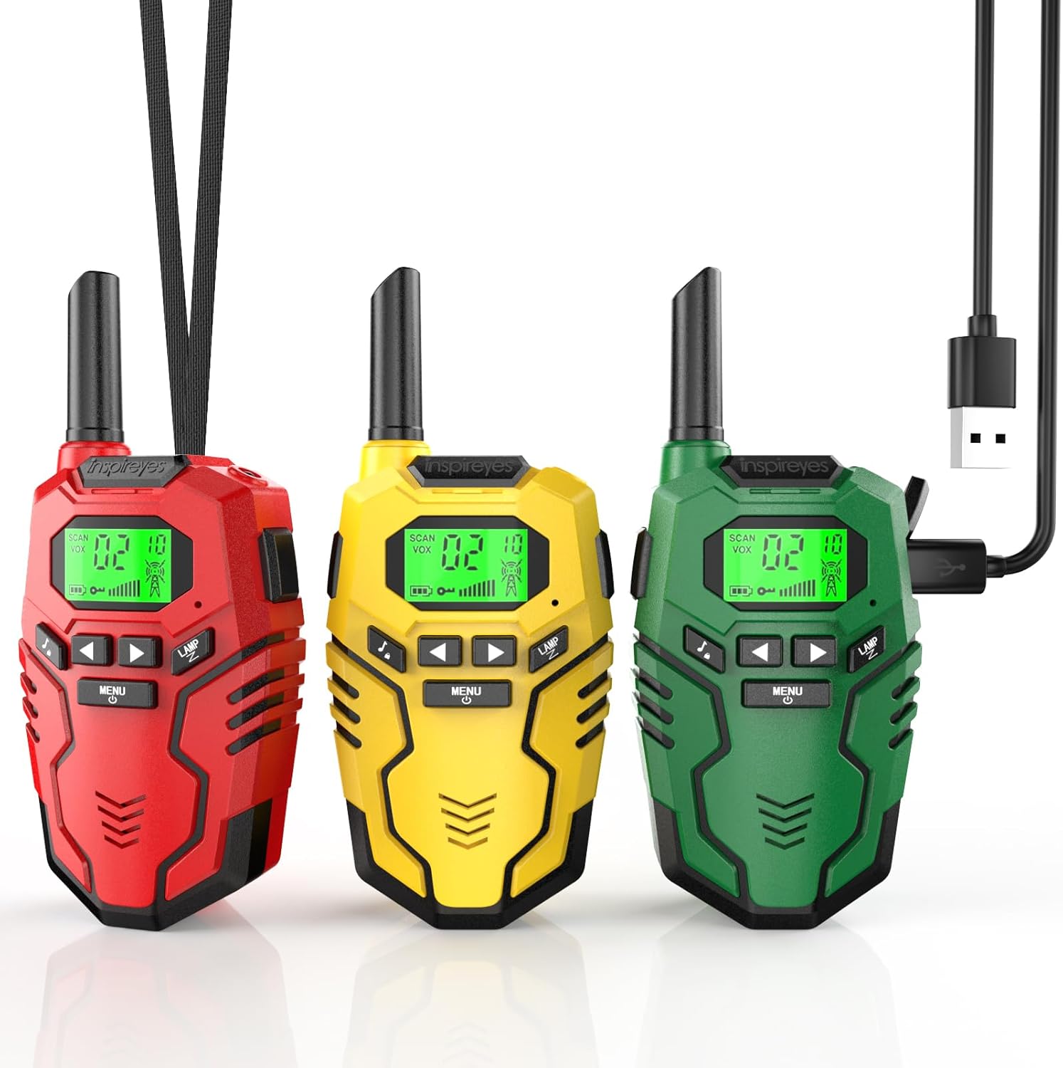 Rechargeable Kids Walkie Talkies 2-Pack, Long Range 2-Way Radios with 22 Channels