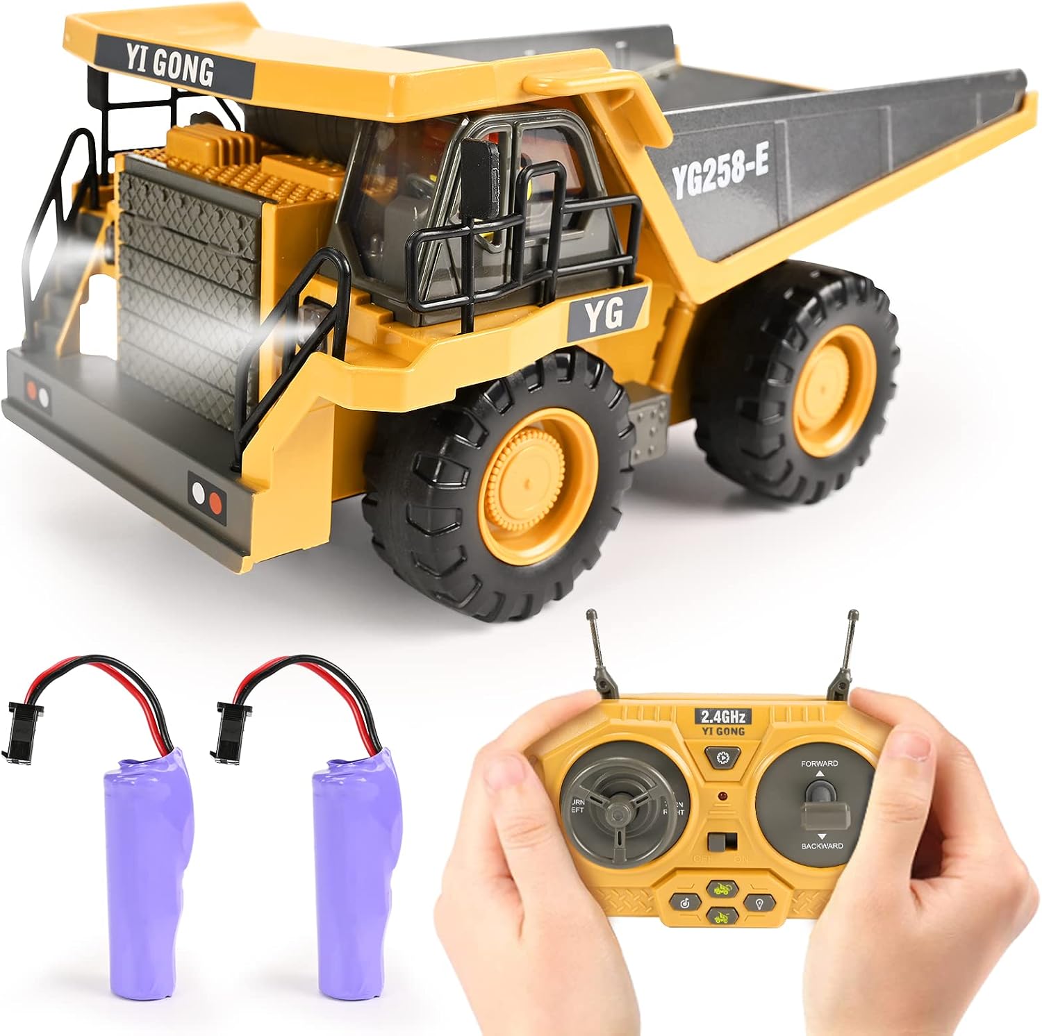 680° Rotating Remote Control Excavator Toy with Metal Shovel, Lights & Sounds
