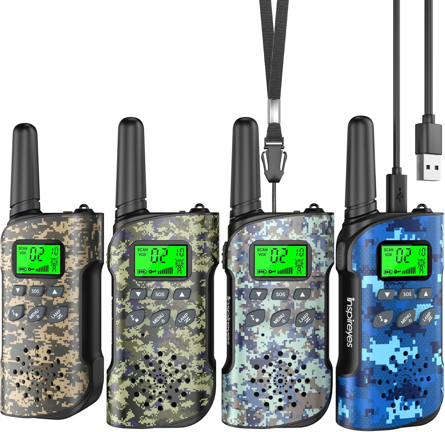Rechargeable Kids Walkie Talkies 2-Pack, Long Range 2-Way Radios with 22 Channels