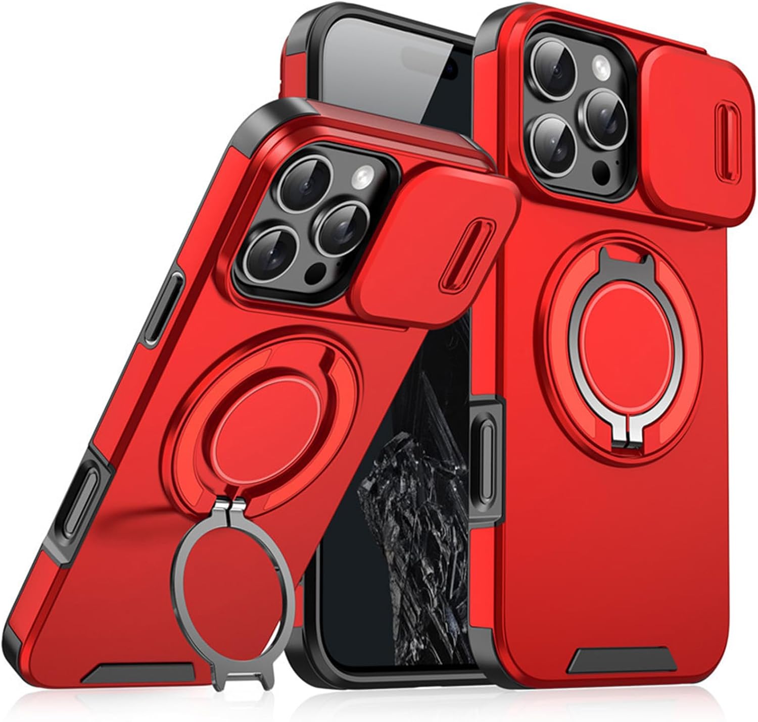 Military-Grade Protective Case with Sliding Camera Cover & Rotatable Kickstand