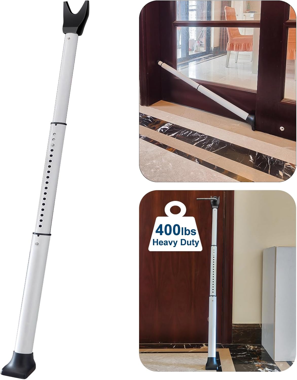2-Pack Heavy Duty Adjustable Door Security Bar, 400 lbs Pressure Resistance, No Installation Required