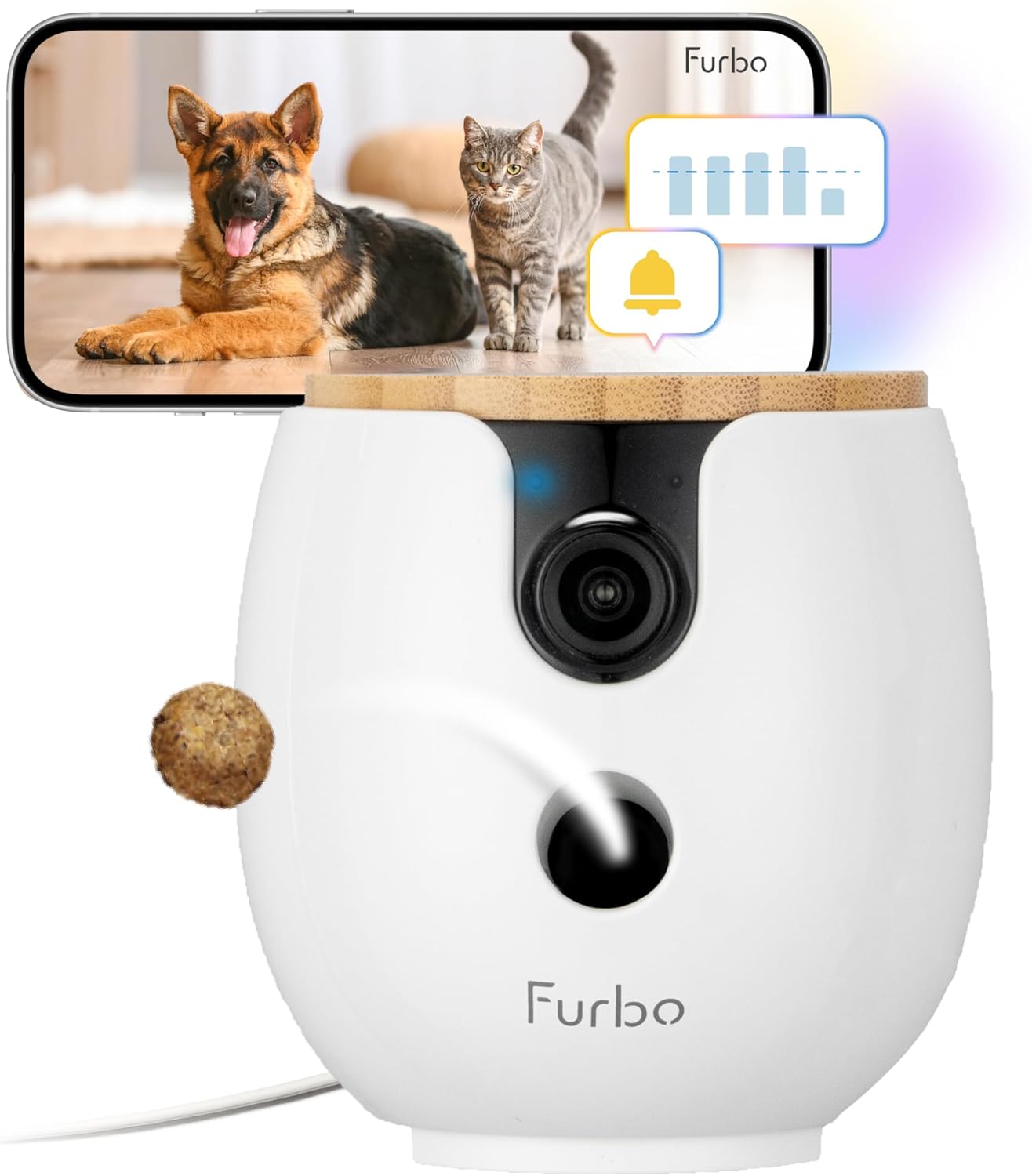 360° Dog Camera with Treat Dispenser - Home Security & Pet Monitoring with Subscription