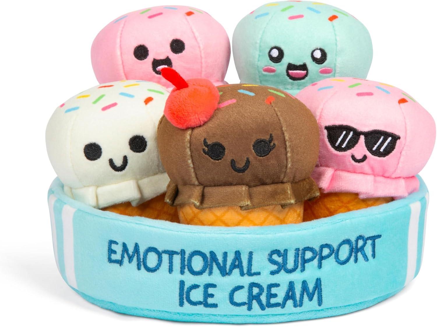 Emotional Support Chicken Nuggets Plush Set with Basket - 5 Adorable Stuffed Toys for Comfort & Fun