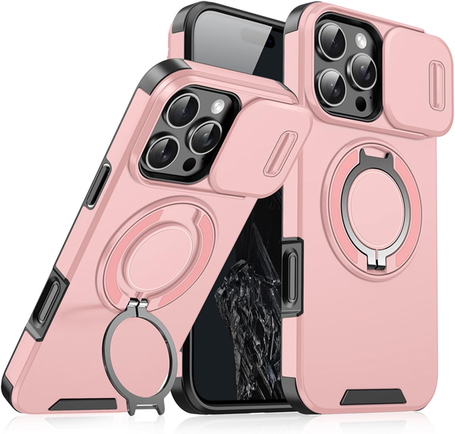 Military-Grade Protective Case with Sliding Camera Cover & Rotatable Kickstand