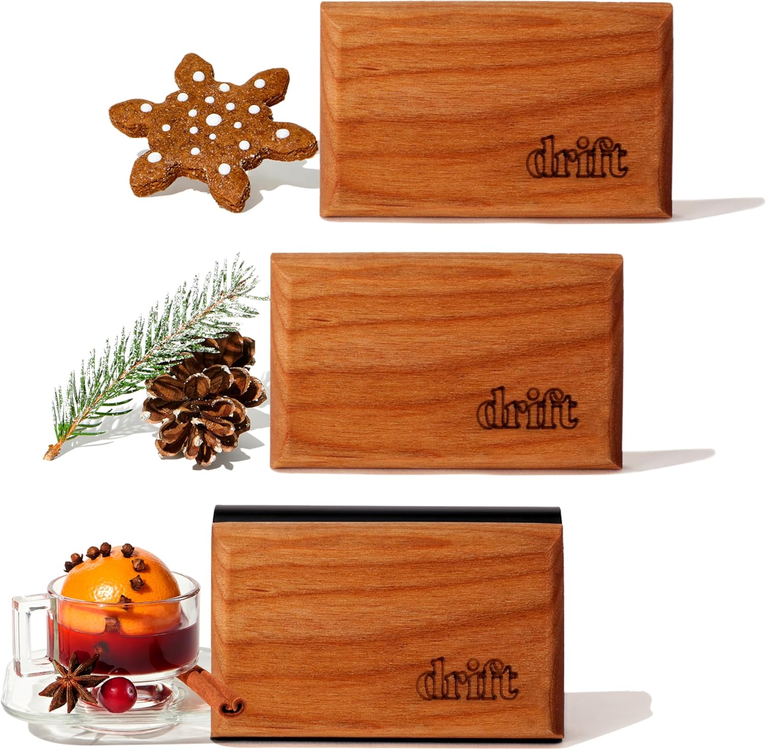 Magnetic Wood Car Air Freshener with Teak Scent - Natural Essential Oil Refillable Odor Eliminator