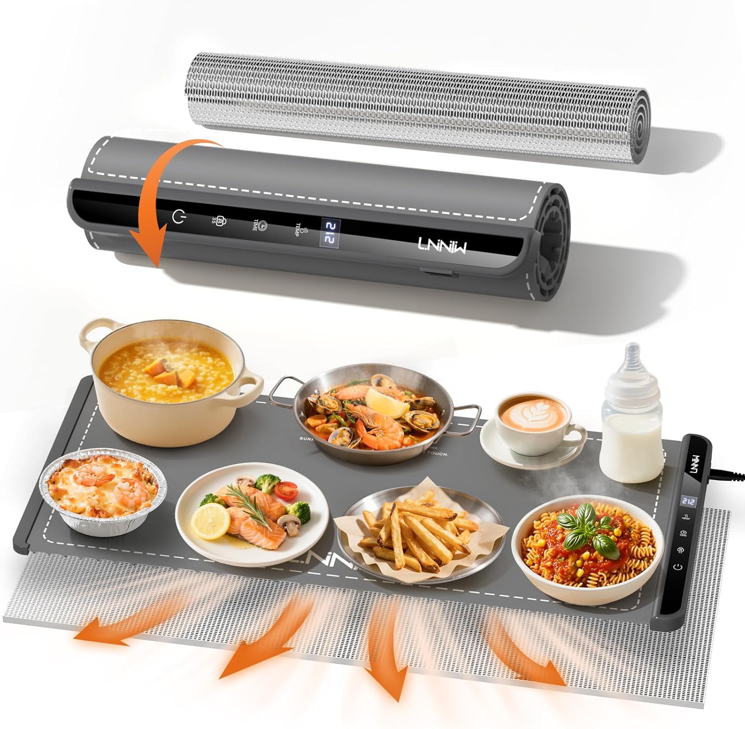 26x15 Inch Food Warming Mat with Heat-Resistant Pad, 6 Temperature & Timer Settings, Child Lock