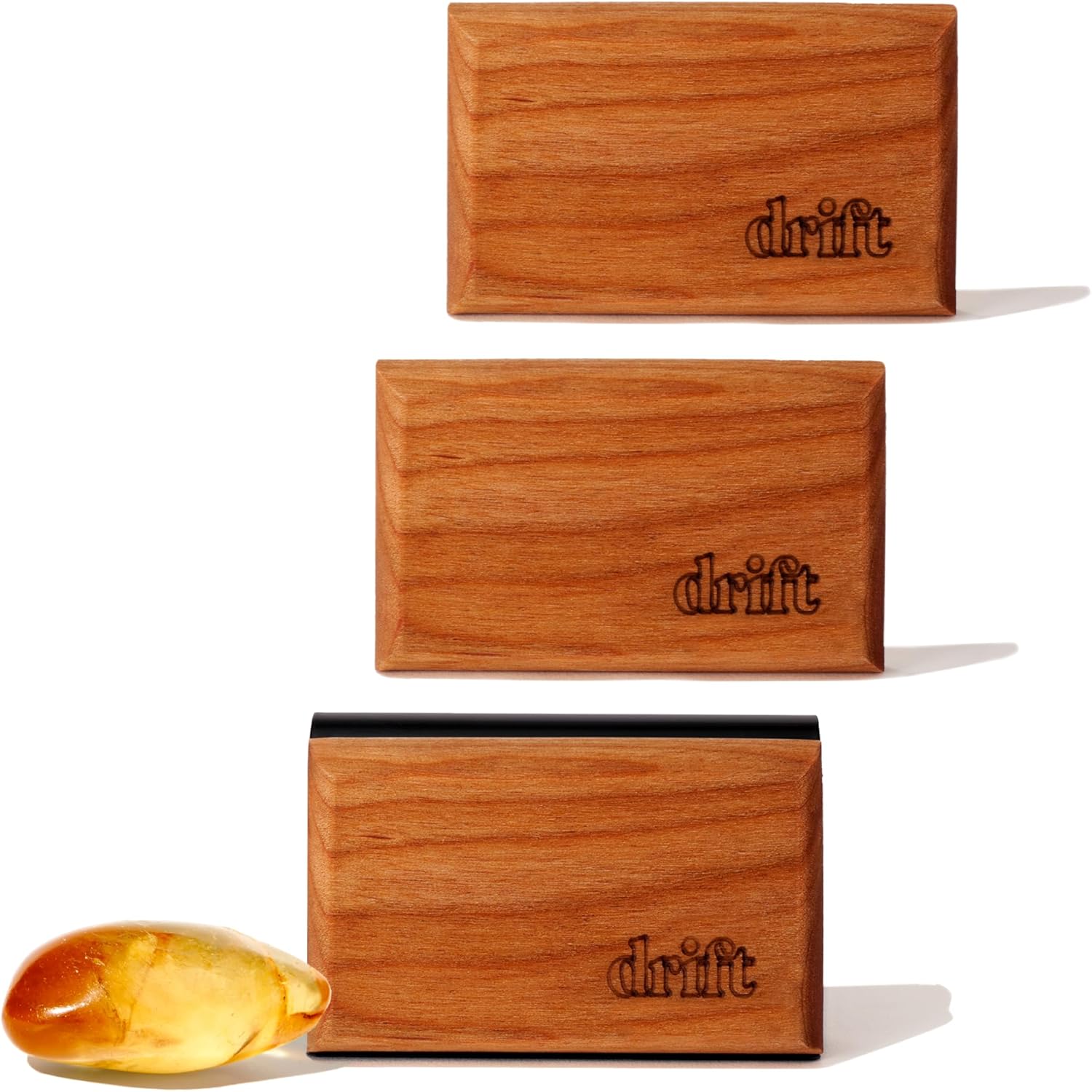 Magnetic Wood Car Air Freshener with Teak Scent - Natural Essential Oil Refillable Odor Eliminator