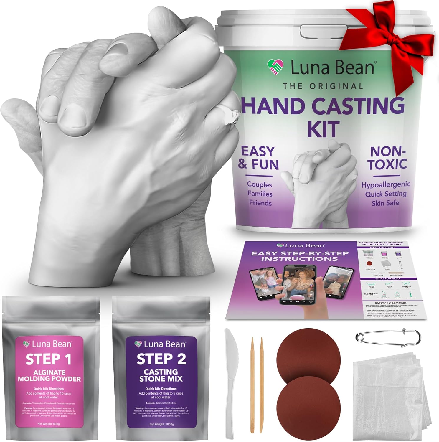 DIY Hand Casting Kit for Couples - Complete Plaster Statue Mold Kit for Anniversary & Wedding Gifts