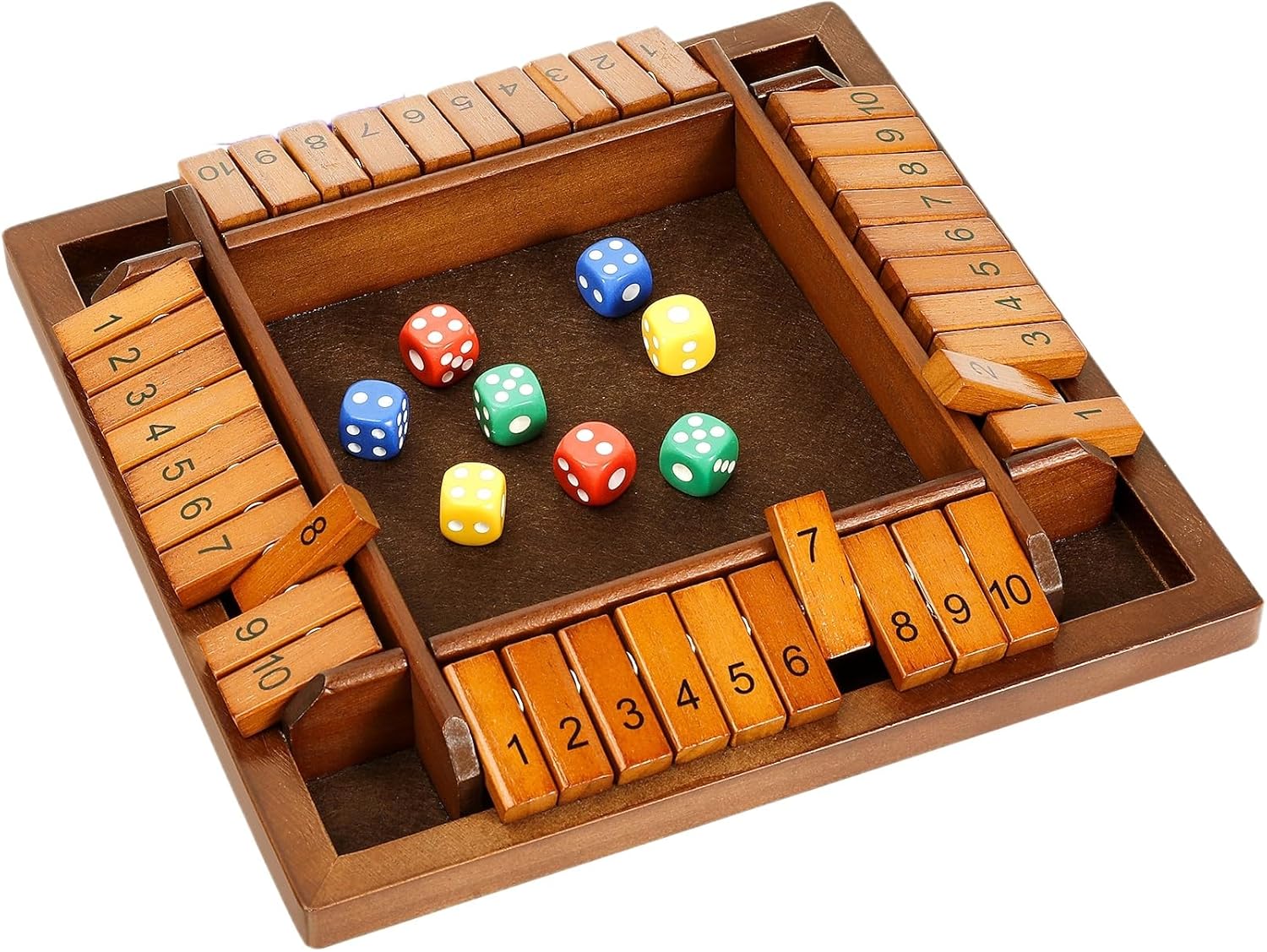 Shut The Box Dice Game for 1-4 Players, Classic Wooden Board Game for Family & Pub Nights
