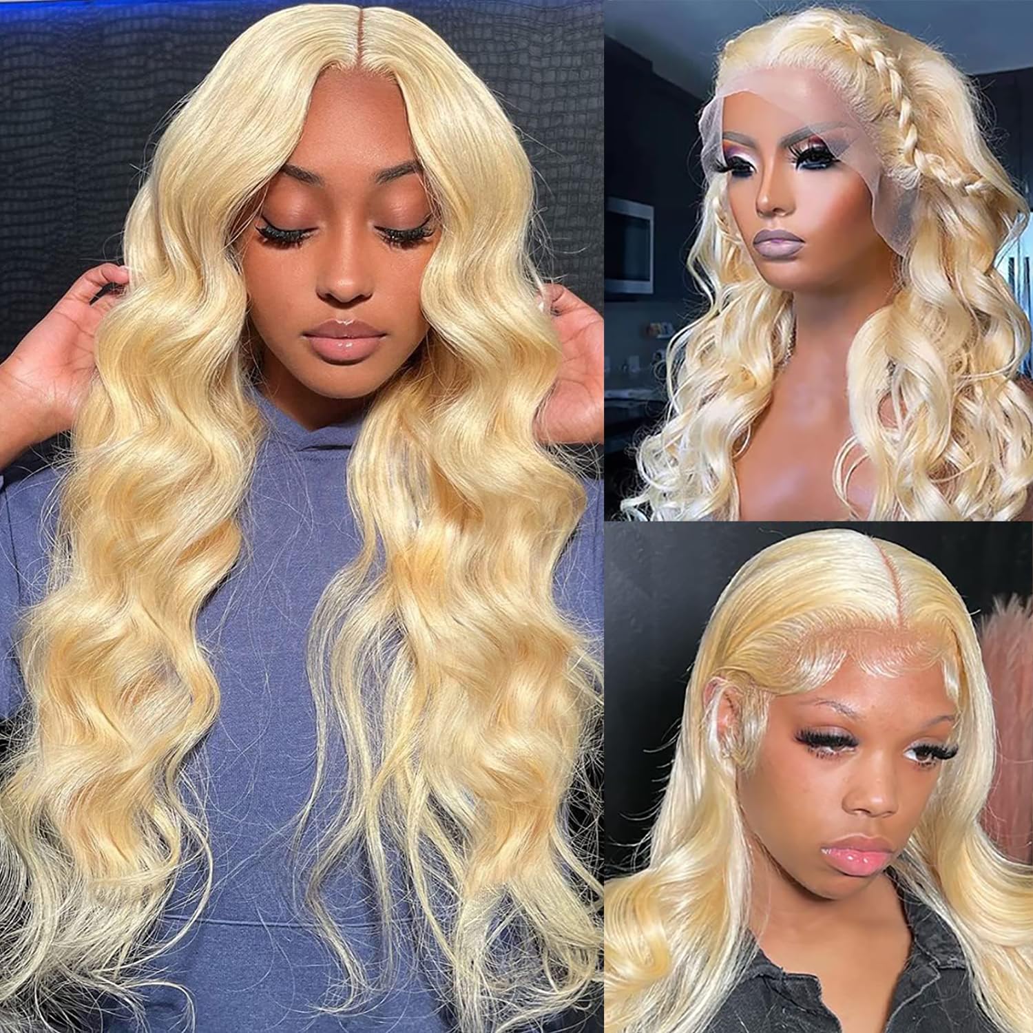 613 Blonde 28-Inch Body Wave Human Hair Wig with 13x6 HD Transparent Lace Front