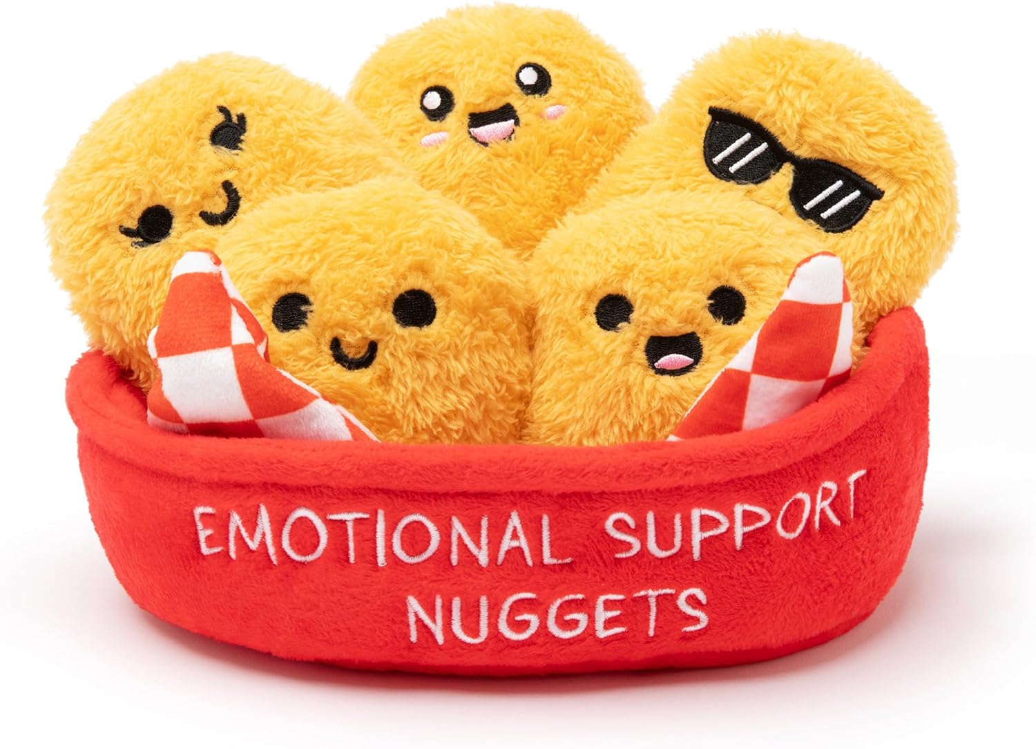 Emotional Support Chicken Nuggets Plush Set with Basket - 5 Adorable Stuffed Toys for Comfort & Fun