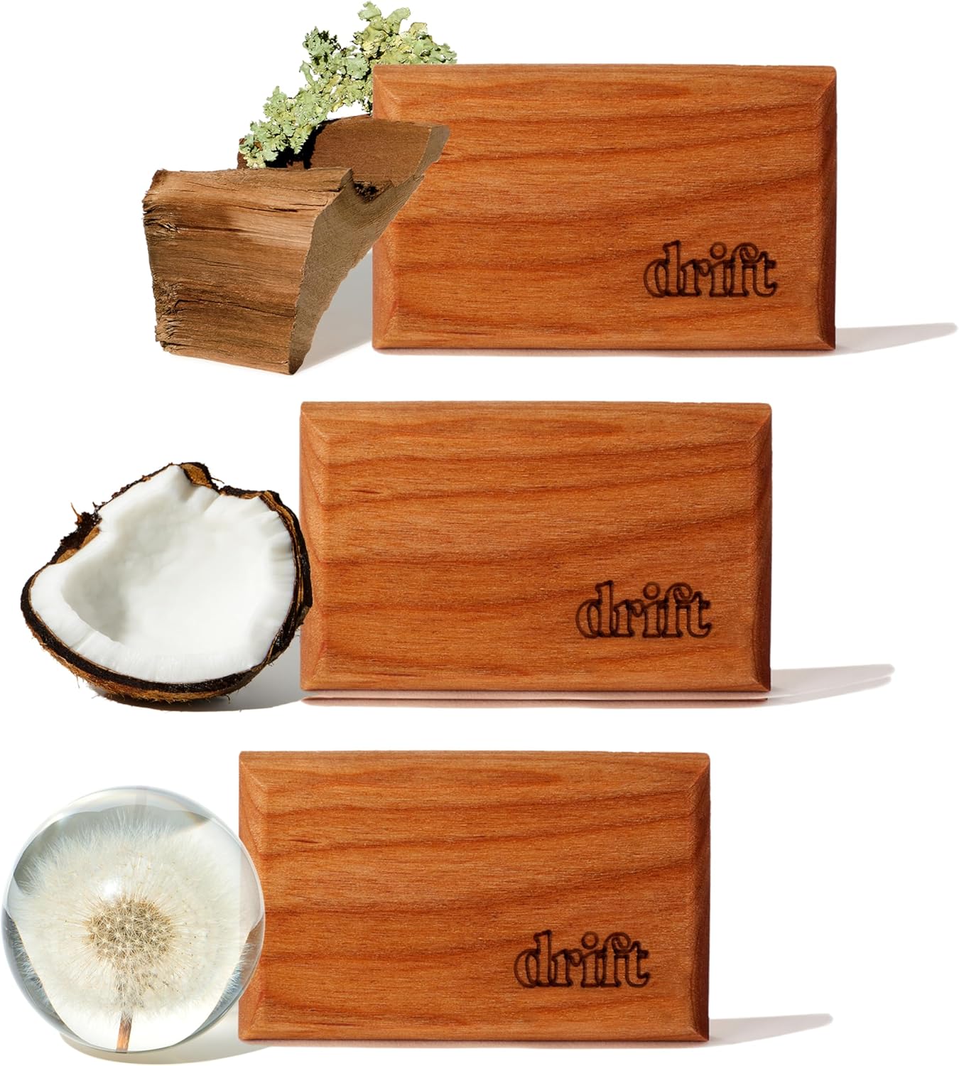 Magnetic Wood Car Air Freshener with Teak Scent - Natural Essential Oil Refillable Odor Eliminator
