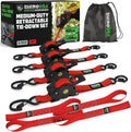 Retractable Ratchet Straps (2-Pack) - 1 Inch x 10 Feet with Auto Self Retracting Feature
