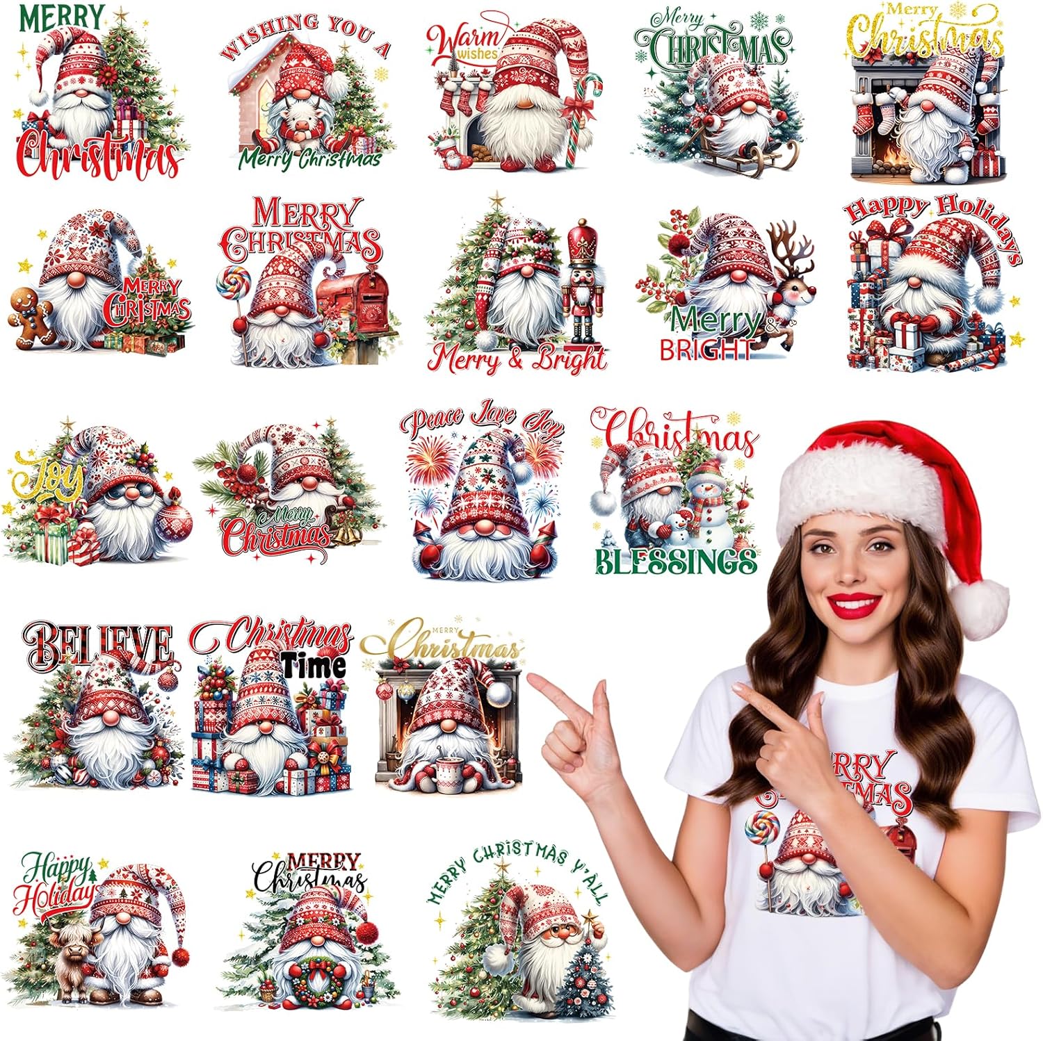 24Pcs Retro Christmas DTF Transfers with Gingerbread Dinosaurs for DIY Holiday Crafts