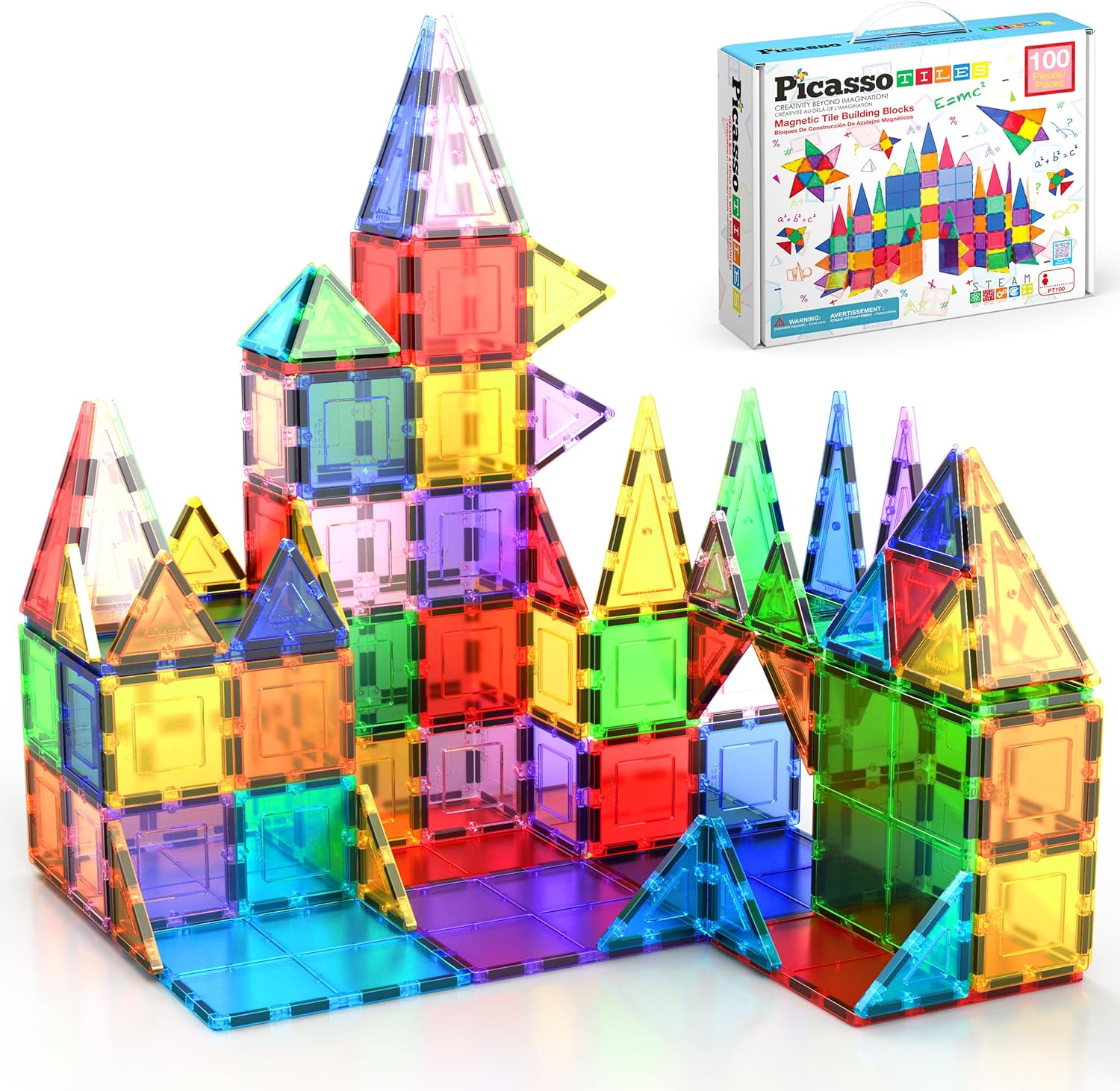 磁性积木玩具套装 - 100件磁力建构片 3D立体拼插建构板