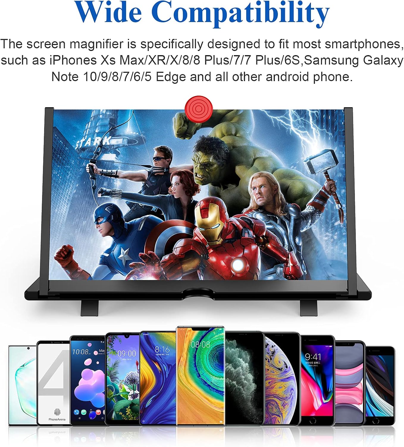 12" HD Phone Screen Magnifier - 3D Amplifier Projector for Movies & Gaming