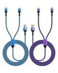 Multi Charging Cable 2-in-1, 4FT Long Multiple Charger Cord USB to Lightning & Type C Port Apple and Android Braided Charging Wire for iPhone 17 16 15 Pro Max 14 13 12 8Plus, iPad Air/mini, Galaxy
